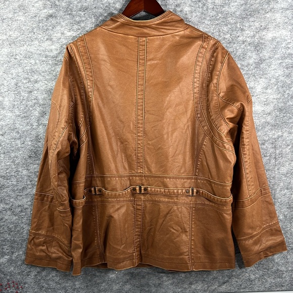 Women's Plus Size 2X Soft Faux Leather Jacket Big Chill Zipper Brown Tan *READ* - Picture 14 of 17